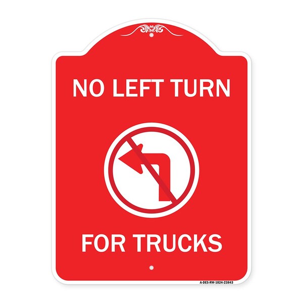 Signmission No Left Turn for Trucks W/ Graphic, Red & White Aluminum Sign, 18" x 24", RW-1824-23843 A-DES-RW-1824-23843 - main